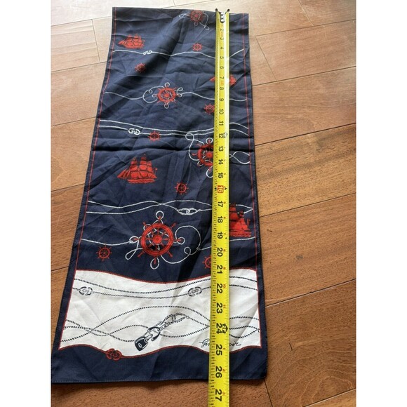 Gim Renoir Nautical Rectangle Scarf 55” x 11” Blue White Red - Picture 8 of 8